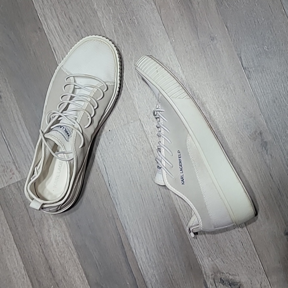 Karl Lagerfeld Off-White Suede Sneakers Size 11 Men's - Picture 2 of 8